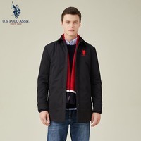U.S. POLO ASSN.US保罗羽绒服男中青年外套连帽冬季保暖白鸭绒工装外套男百搭男装 黑色7005 L 170（120-135斤左右）