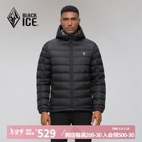 黑冰24新款城市轻户外登山徒步男款600蓬鹅绒连帽羽绒服 FDE8102-黑色 XL