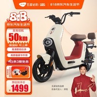 五星钻豹电动车 新国标48V14AH长跑王电瓶车小型代步车轻便电动自行车 B8 奶酪白/源彩波红