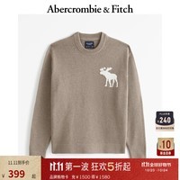 ABERCROMBIE & FITCH男装 24春款经典大麋鹿圆领套头毛衣百搭针织衫KI120-4332 灰褐色 M (180/100A)