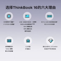 ThinkPad联想ThinkBook 16 英特尔酷睿i7 16英寸便携轻薄办公笔记本电脑13代i7-13700H 16G 1T 2.5K 高色域