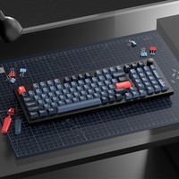 keychron渴创 V5Max 机械键盘 无线键盘 QMK/VIA开源改键 客制化键盘 三模键盘 游戏办公 Gasket结构 黑色V5Max-可插拔RGB无轴无键帽 - 旋钮版