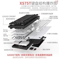 GANSSHELLO GANSS XS75T/98T客制化三模机械键盘低延迟超省电翻转屏gasket结构热插拔 XS 75T天河翠 月魄银轴