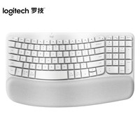 罗技（Logitech）Wave Keys波浪键盘 人体工学键盘 办公键盘 无线键盘 蓝牙键盘 配备软垫掌托 3台设备连接 白色