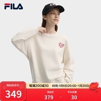 FILA 斐乐官方情侣款套头卫衣2024秋季新款简约宽松针织长袖上衣 蒸汽白-IV L