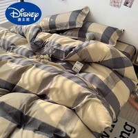 迪士尼(Disney)纯加厚亲肤棉四件套a类床上用品被套卡通单人宿舍床单三件套 新品摩卡-灰C【新品冲量】 1.5m四件套【被套1.5X2m