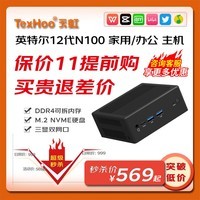 天虹TexHoo QN10-SE迷你主机 英特尔12代N100商用办公NUC软路由mini台式小电脑整机 【京仓发】准系统（无内存硬盘带WiFi5）