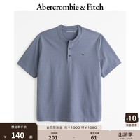 ABERCROMBIE & FITCH男装 24夏款美式经典小麋鹿亨利式重磅短袖T恤 KI124-4098 蓝色 XL (180/116A)尺码偏大建议选小一码