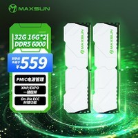 铭瑄(MAXSUN) 32GB(16GBX2)套装 DDR5 6000 台式机内存条 W5机甲暴风系列马甲条