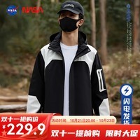 NASAOVER冲锋衣外套男士户外登山秋冬季男女情侣款旅游出行夹克冲锋衣 男款黑白【单冲】 XL【喜欢宽松建议大一码】