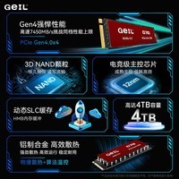 GEIL金邦 4TB SSD固态硬盘 M.2接口(PCIe 4.0 x4)NVMe SSD游戏高性能版高速7450MB/S G7Q系列