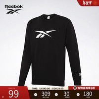 Reebok锐步官方男女黑色基础LOGO款百搭时尚经典圆领套头长袖卫衣 GR8472 黑色 L