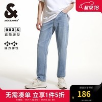 杰克·琼斯（JACK&JONES）衣服男装903直筒牛仔裤男秋季新款高弹力男裤浅色裤子男潮流百搭 E39中牛仔蓝 190/92A/XXLR