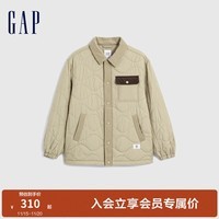 Gap男装冬季款时尚夹棉宽松廓形翻领夹克836568保暖外套 卡其色 170/92A(M)亚洲尺码