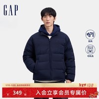 Gap男女装2024秋冬新款刺绣logo小立领防风羽绒服纯色外套678656 海军蓝 180/100A(XL) 亚洲尺码