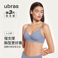 ubras【特卖】软支撑细肩带背勾性感内衣女聚拢侧收无钢圈 丹宁蓝-背勾款 S (70A/70B/70C)