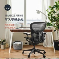 赫曼米勒（HERMAN MILLER）Aeron二代座椅 aeron2石墨色标准款尼龙底座人体工学椅 办公椅 90-120度(含) 升降扶手 中号