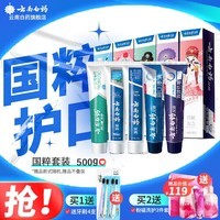 云南白药（YUNNANBAIYAO）牙膏国粹套装共5支装共500克留兰冬青冰柠清新口气 减轻牙龈问题 国粹套装500g