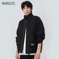 MARKLESS男24年秋季纯色工装上衣立领防风男士夹克休闲外套WTB3170M-1 黑色 XL