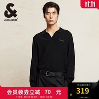 杰克·琼斯（JACK&JONES）男装秋冬新款时尚潮流百搭羊毛衫套头毛衣静奢风POLO领针织衫男 E40 黑色 175/96A/M