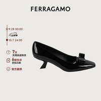 菲拉格慕（Ferragamo）女士黑色Vara蝴蝶结高跟鞋 0763726_1D _ 70/37.5 礼物送女友