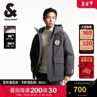 杰克·琼斯（JACK&JONES）NBA联名篮网队冬季潮流宽松百搭连帽保暖羽绒服外套男装224412024 E44黑砂色 175/96A/M