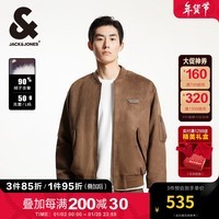 杰克·琼斯（JACK&JONES）秋冬舒适潮流百搭胸前字母贴布棒球领夹克羽绒服外套男224423024 E08绿棕色 175/96A/M