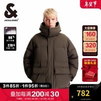 杰克·琼斯（JACK&JONES）冬季新款时尚舒适百搭休闲宽松可拆卸连帽羽绒服外套男224412066 E09巧克力棕色 175/96A/M