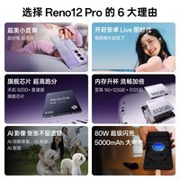 OPPO Reno12 Pro 超美小直屏 安卓Live图 天玑9200+星速版 12GB+256GB 银幻紫 智能拍照 AI影像 5G手机