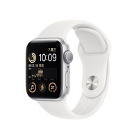 Apple【A+会员专享】 Watch SE 2022款智能手表GPS款40毫米银色铝金属表壳白色运动型表带