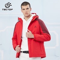 探拓（TECTOP）三合一户外服男抓绒内胆防风登山滑雪服 男款中国红 XL