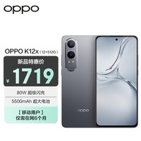 OPPO K12x 80W超级闪充 5500mAh超大电池 12GB+512GB 钛空灰 5G手机 【移动用户惠享】