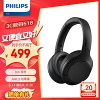 飞利浦（PHILIPS）头戴式无线蓝牙耳机 旗舰双降噪多点连接智能触控 超长续航手机通用TAH8506 黑色