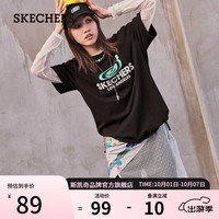 斯凯奇（Skechers）斯凯奇宽松运动短袖L122U199 碳黑/0018 M 