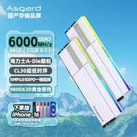 阿斯加特（Asgard）64GB(32Gx2)套 DDR5 6000 台式机内存条 RGB灯条-女武神·瓦尔基里Ⅱ代【C30】极地白