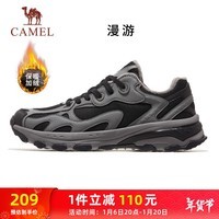 骆驼（CAMEL）加绒户外复古慢跑鞋男休闲运动 K13S09L7015A 黑/灰 40