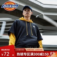 dickies卫衣 印花拼接假两件 女士休闲连帽上衣卫衣9584 黑色 S