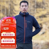 mont·bell抓绒衣男款秋冬单面拉绒保暖舒适弹力连帽开衫外套 1106733 NV海军蓝 S