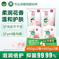 滴露洗手液抑菌99.9% 儿童洗手液全家通用【批量采购请联系客服】 滋润倍护450g*2+补充装450g*2