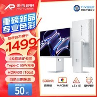 RICHVISION未来视野 27英寸4K显示器果粉屏IPS 10bit  Type-C65W HDR400 低蓝光 专业设计剪辑电脑屏幕 RV200