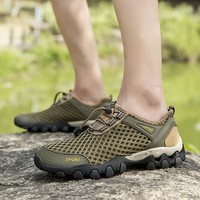莫诗尼夏季新款男士涉水溯溪鞋轻便户外登山鞋运动休闲网面透气网洞潮鞋 军绿色 39