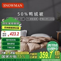 斯诺曼【云柔】羽绒被50%灰鸭绒冬被日本防绒抗静电面料1.5*2.1m约3.3斤