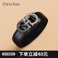 CHRIS KISS皮带男真皮自动扣商务男士裤腰带加长生日情人节礼物送男友老公 608146鳄鱼纹【专柜礼盒】 110cm -130cm联系客服指定cm