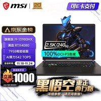 微星（MSI）泰坦16丨17 2024旗舰级 i9处理器 40系满血独显直连游戏本 2.5K 240Hz 16G内存 1TB固态笔记本电脑 i9-13980HX丨4080丨17英寸