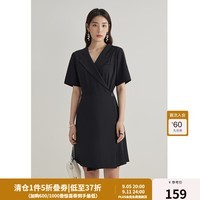 独束大码女装【双面可穿】西装式连衣裙女夏装新款黑色赫本风裙子 优雅黑 3