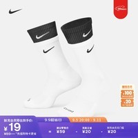 耐克（NIKE）官方舒适速干中筒训练袜1双秋季透气缓震针织运动DD2795 104白/白/黑 XL