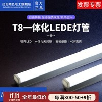 拉伯塔T8一体化工程超亮灯管日光灯6500K正白光全套恒流0.6米1.2米 T8灯管60CM【白光9W】 高亮白光【1个装】