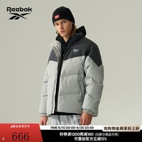 Reebok锐步官方24男女同款舒适百搭运动时尚立领保暖羽绒夹克外套 24FRM219UGG5 浅灰色 L