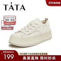 他她（TATA）休闲厚底加绒板鞋女保暖毛毛鞋饼干鞋2024春新款DWEV1AM4 DWDT1AM4米白 37