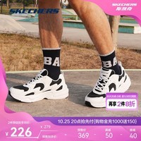 斯凯奇Skechers春男透气网面厚底老爹鞋118321 黑色/白色215 42.5 